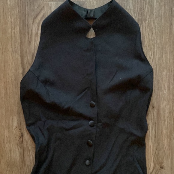 Betsy Johnson Luxe Halter Button Up Tuxedo Dress - Picture 2 of 12